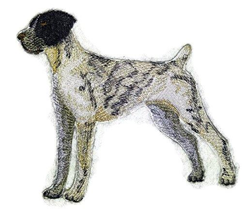 German Shorthaired Pointer dog embroidery patch, showcasing intricate details and vibrant colors, suitable for iron-on or sew-on application.